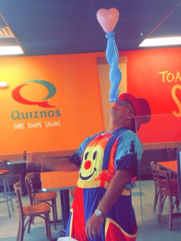 Today I entertained some employees at Quiznos after a show!