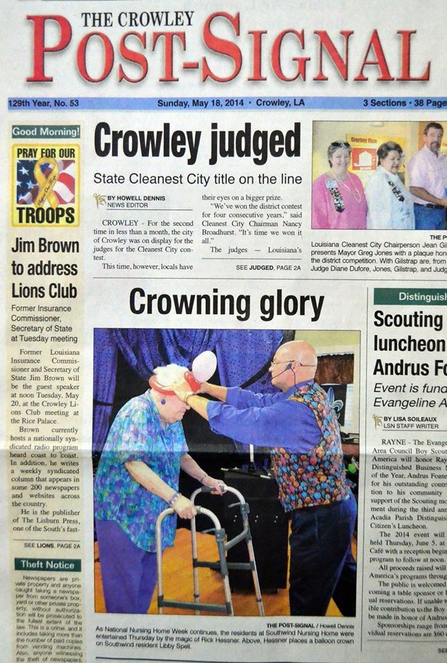 The Crowley Post-Signal: It was an awesome day at the nursing home, making smiles all day!